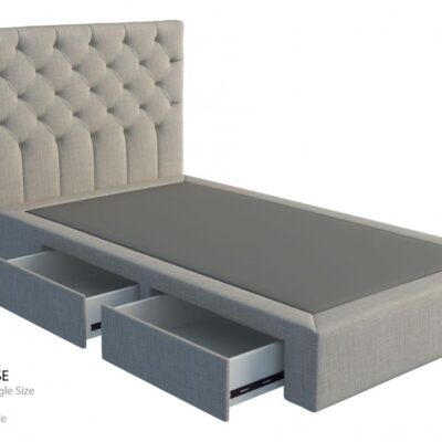 Vienna custom upholstered  bed frame with choice of storage base