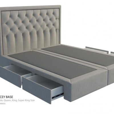 Helios custom upholstered bed frame with choice of storage base