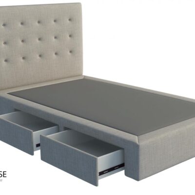 Mondo custom upholstered bed frame with choice of storage base