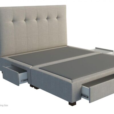 Monzar custom upholstered bed frame with choice of storage base