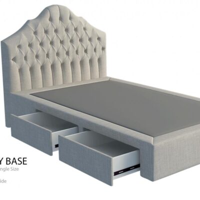 Julia custom upholstered bed frame with choice of storage base