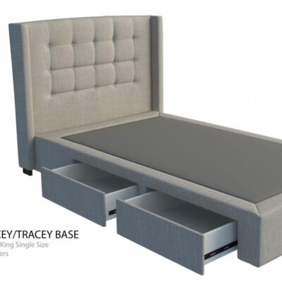 Matrix custom upholstered bed frame with choice of storage base