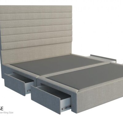 Kenzo custom upholstered bed with choice of storage base