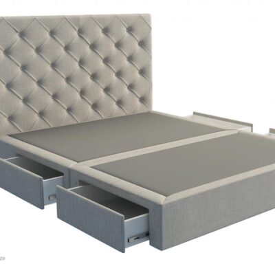 Florida custom upholstered square bed frame with choice of storage base