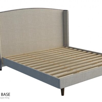 Yorkshire studded wing custom upholstered bed frame with choice of standard base