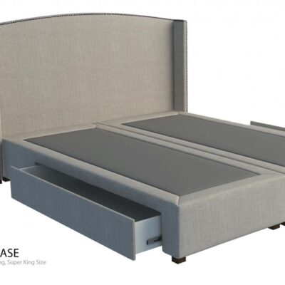 Yorkshire studded wing custom upholstered bed with choice of storage base