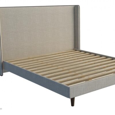 Oxford studded  wing  custom upholstered bed  with choice of standard base
