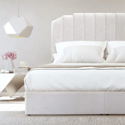 Premier panelled custom upholstered bed frame with choice of storage base