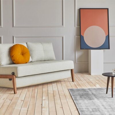 Cubed 140 sofa bed with dark oak legs - innovation living