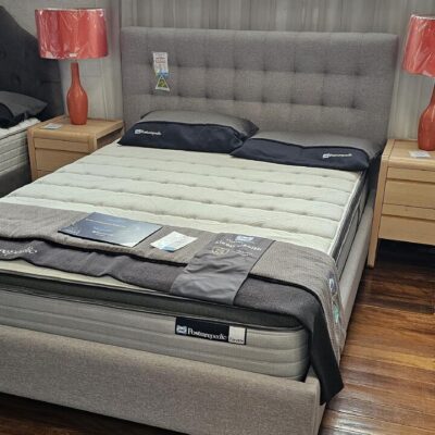 Paris ii custom upholstered bed with floating base - discounted display  model