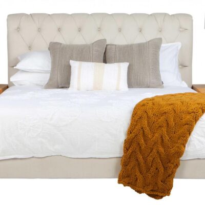 Winchester custom upholstery bed frame with deluxe base - discounted display model