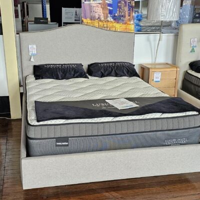 Cronulla custom upholstered bed with floating base - discounted display model