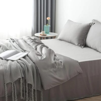 Linenly Bamboo Quilt Cover - Stone Grey, Single