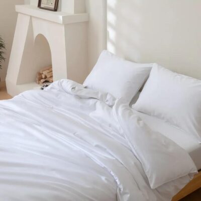 Linenly Luxe Sateen Quilt Cover - White, King