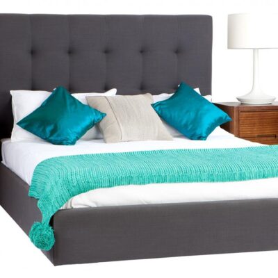 Leeds custom upholstered bed with choice of standard base