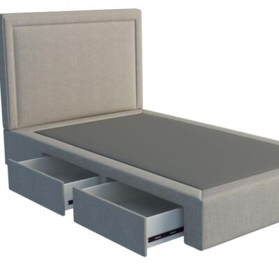 Astor custom upholstered bed with choice of storage base