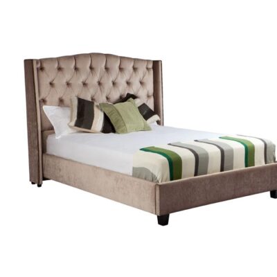 Newport custom upholstered bed frame with choice of standard base