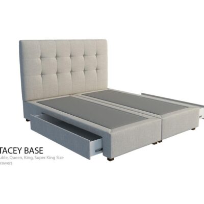 Luxemburg custom upholstered bed head with choice of storage base