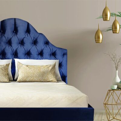 Julia custom upholstered bed frame with choice of standard base