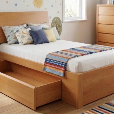 Praga custom timber bed frame with long drawers space saving storage bed